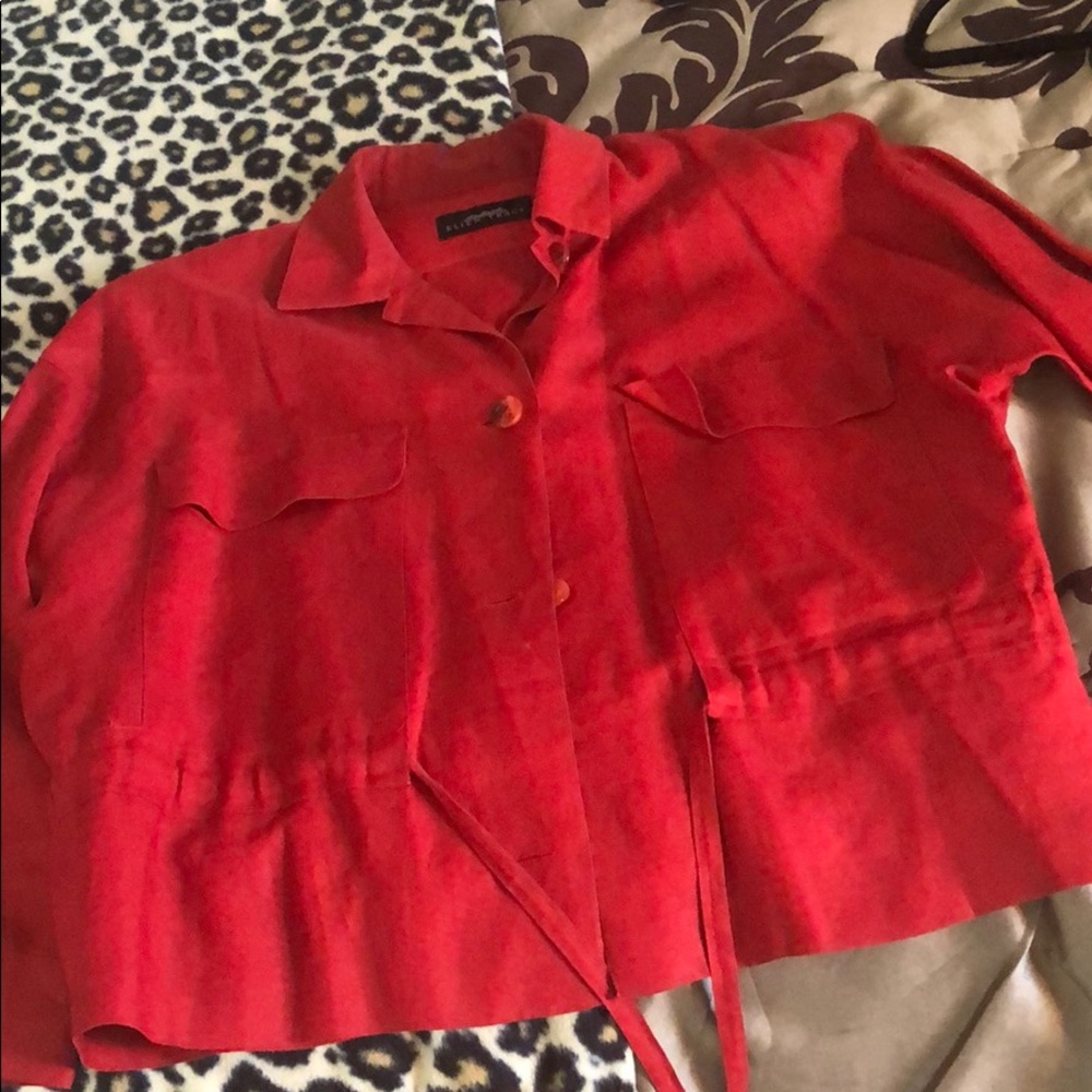 Ellen Tracey Red Linen Jacket